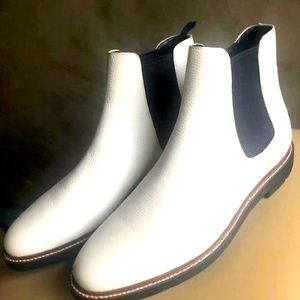 Coach White Pebble Leather Men's Chelsea Boots